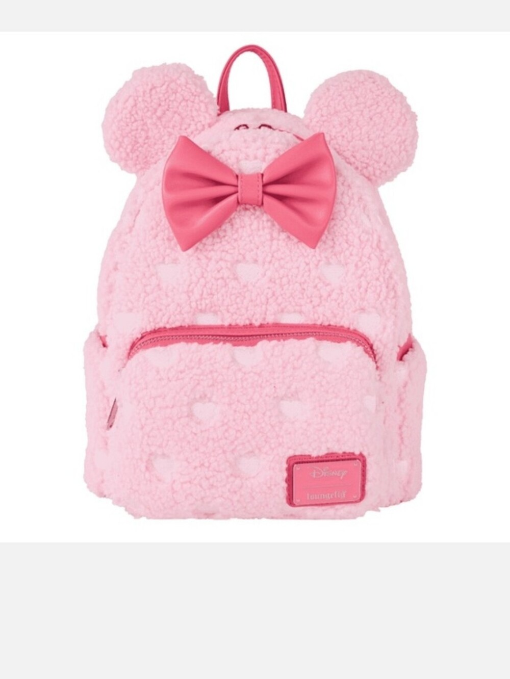 NWT Loungefly Disney Minnie Mouse Sherpa heart embroidered Scented Backpack
